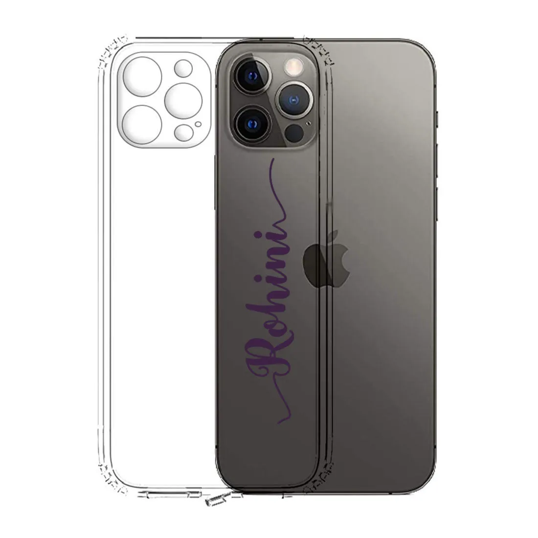 IPhone 11 Pro Max Back Cover with Name Transparent TPU Case with Camera Protection