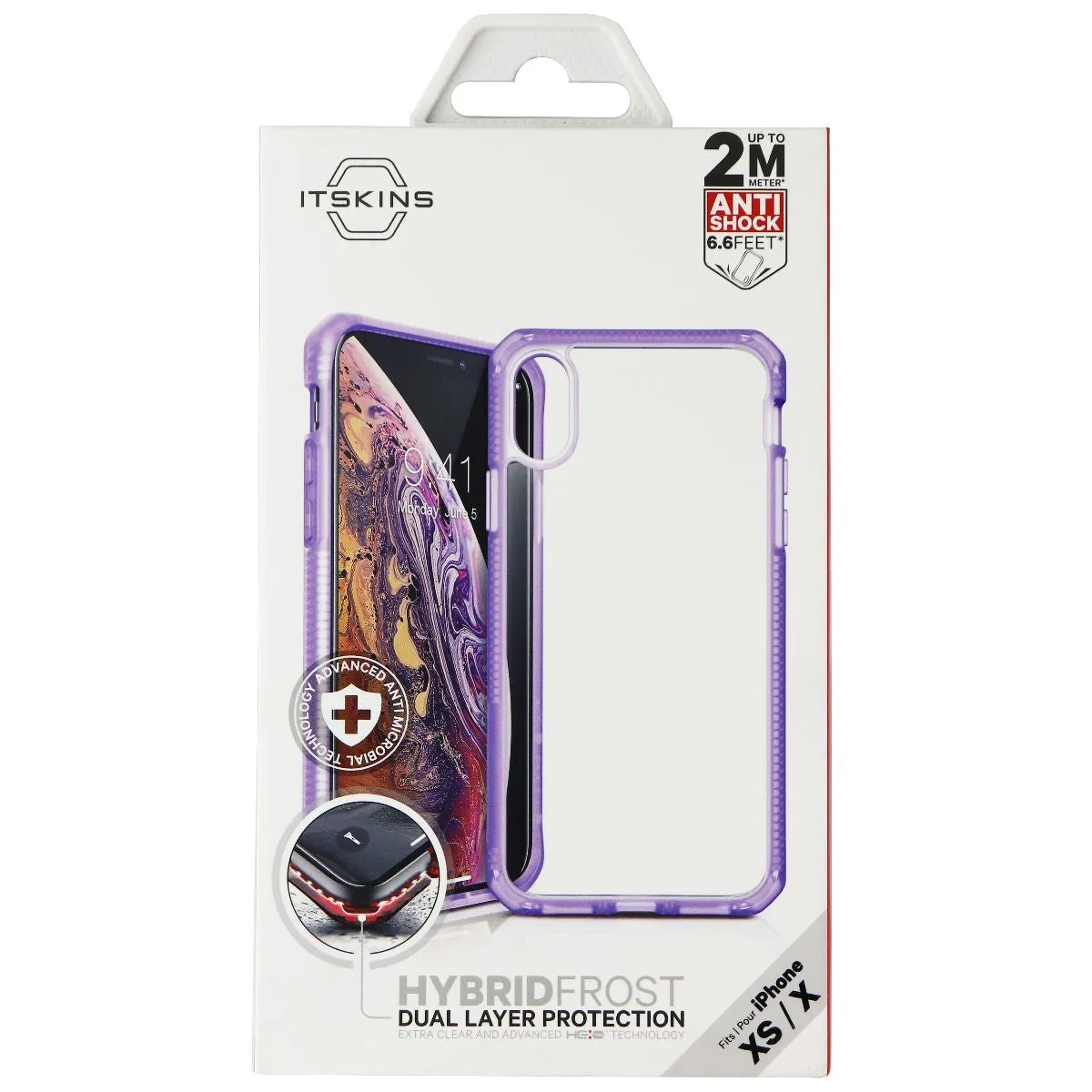 ITSKINS Hybrid Frost Case for iPhone Xs/X (5.8 Inch) - Light Purple/Transparent