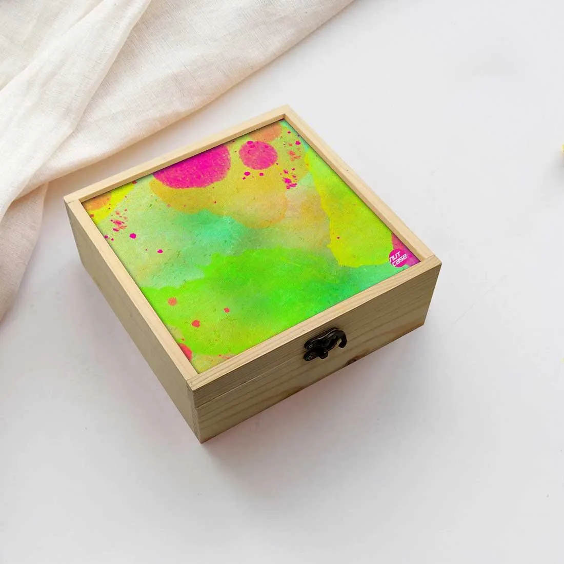 Jewellery Box Makepup Organizer -  Green Watercolor