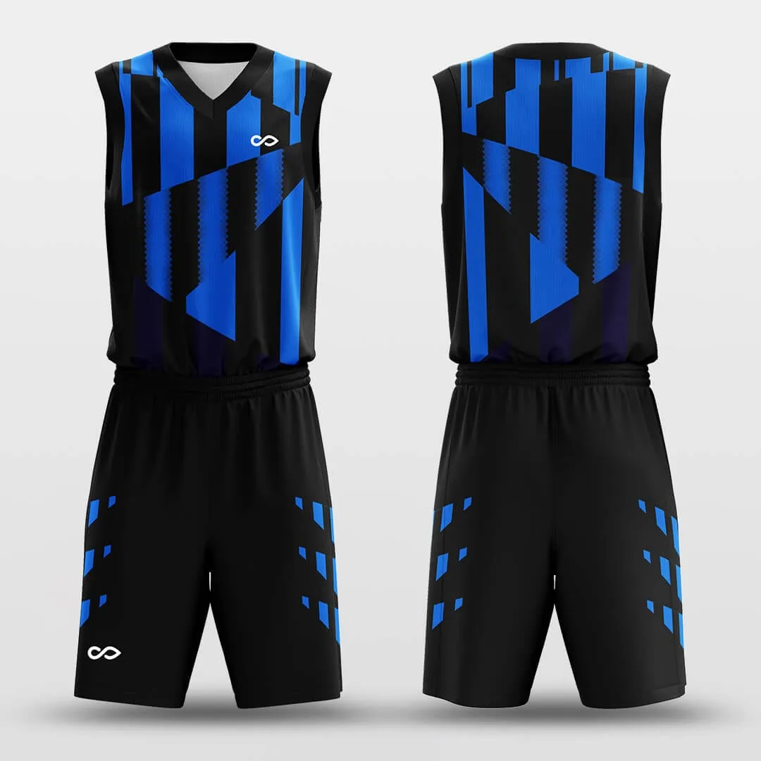 Jigsaw - Custom Sublimated Basketball Jersey Set Black and Blue