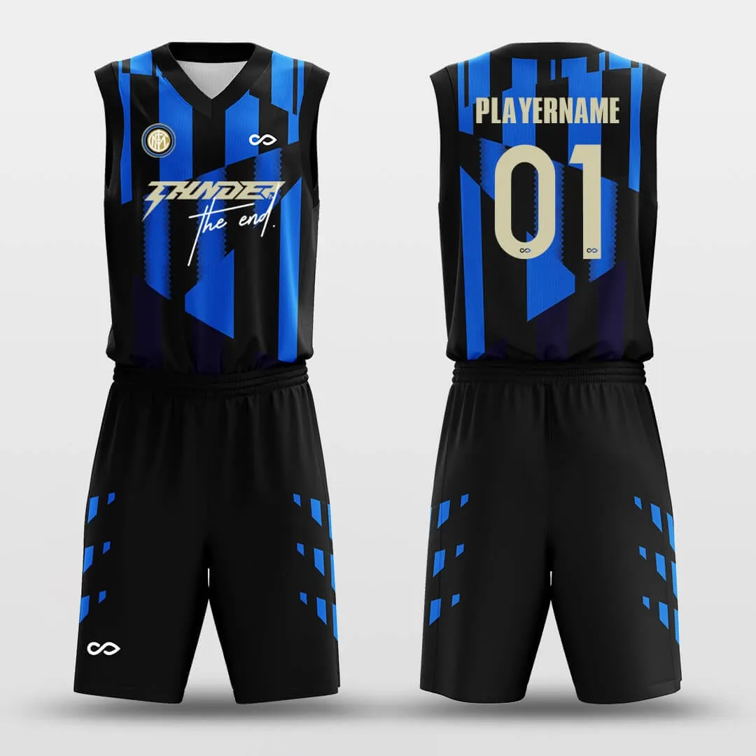 Jigsaw - Custom Sublimated Basketball Jersey Set Black and Blue