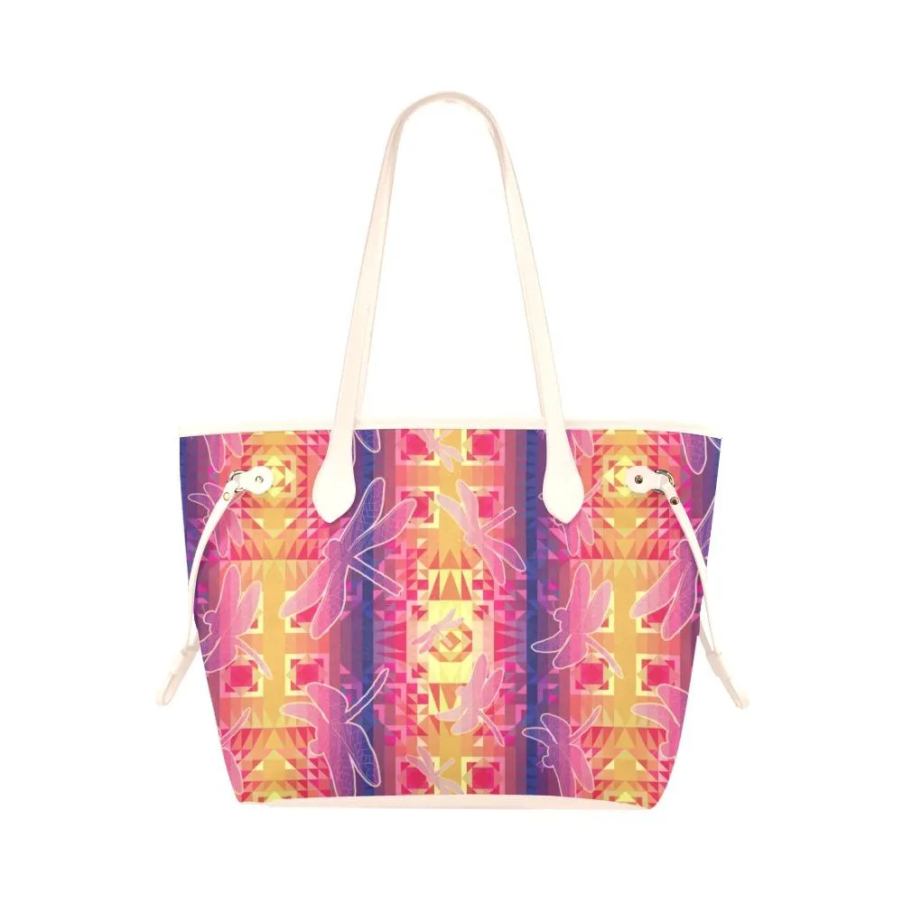 Kaleidoscope Dragonfly Clover Canvas Tote Bag