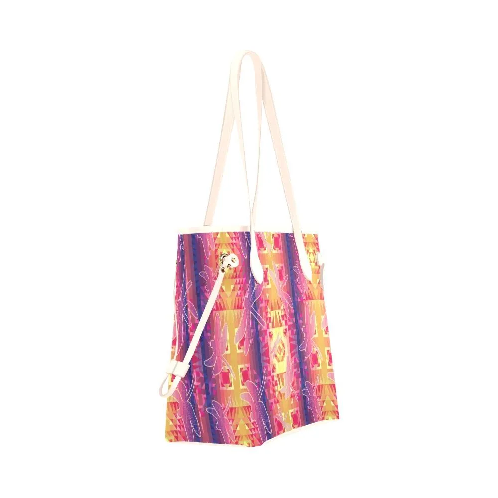 Kaleidoscope Dragonfly Clover Canvas Tote Bag