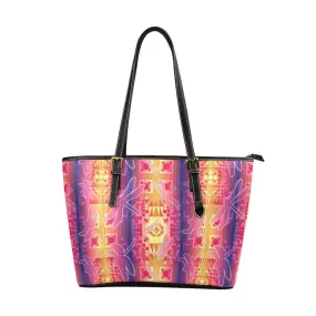 Kaleidoscope Dragonfly Leather Tote Bag/Large