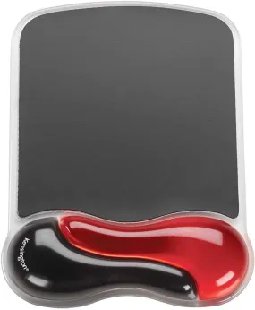 Kensington Ergonomic Duo Gel Mouse Mat with Wrist Support – Red/Black (62402), Compatible with Laser & Optical Mice for PC, Laptop, Office, Gaming