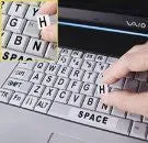 Large Print Computer Keyboard Stick-Ons / Oversized Black Letters on White / Off White Background