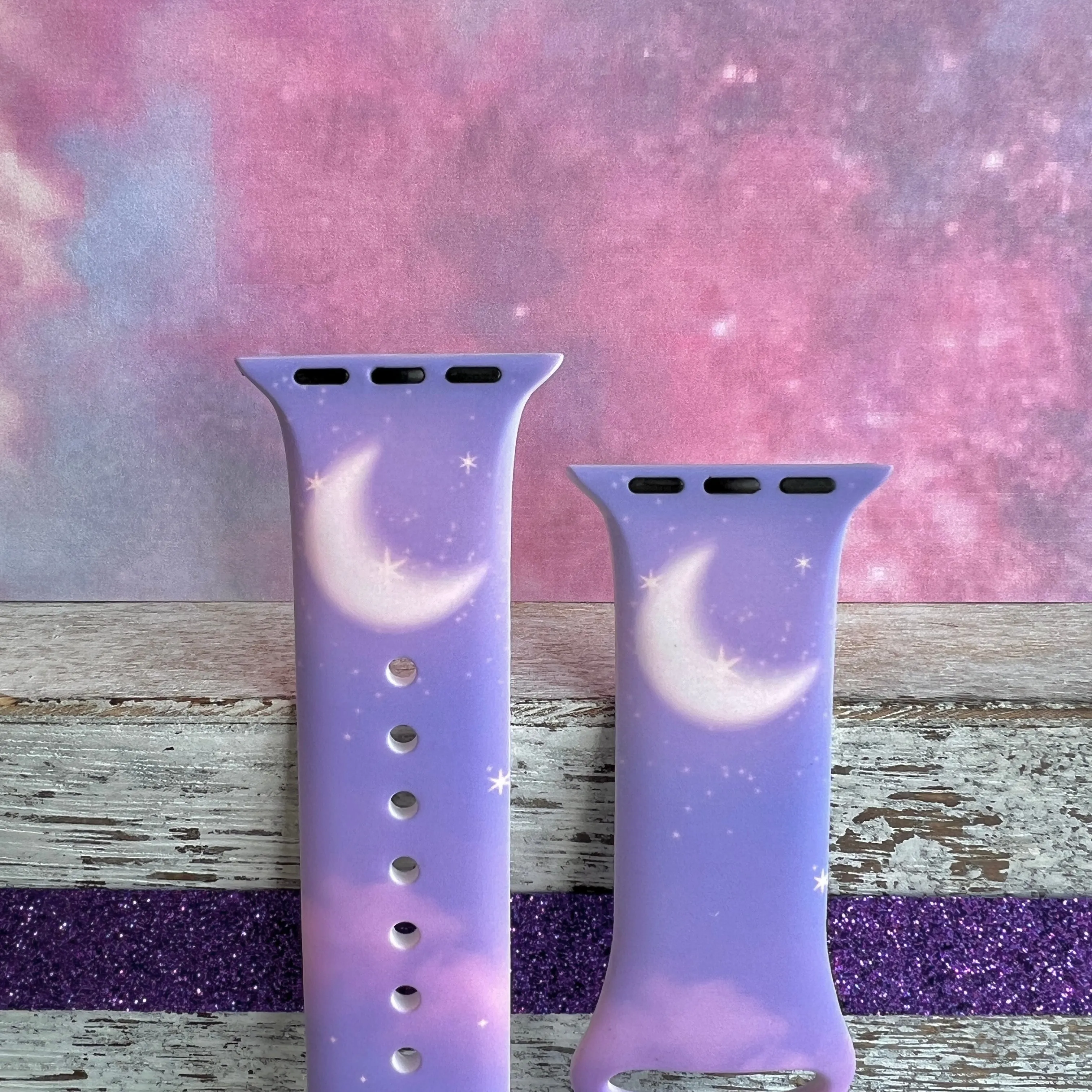 Lavender Sky Print Silicone Band For Apple Watch