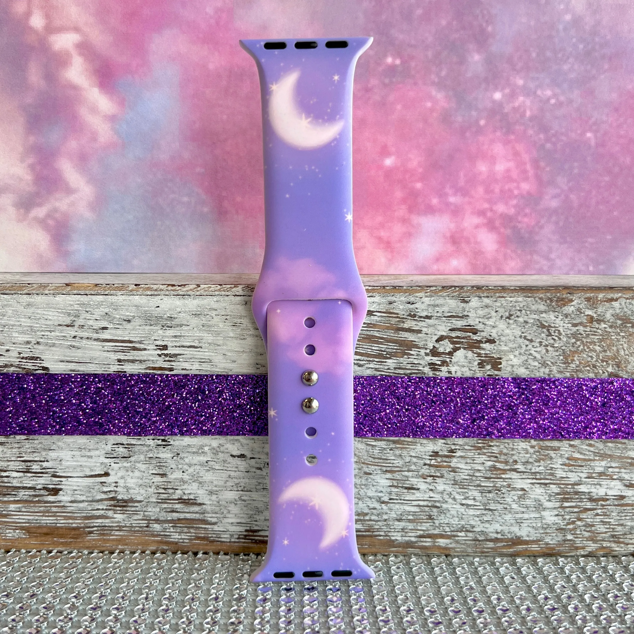 Lavender Sky Print Silicone Band For Apple Watch