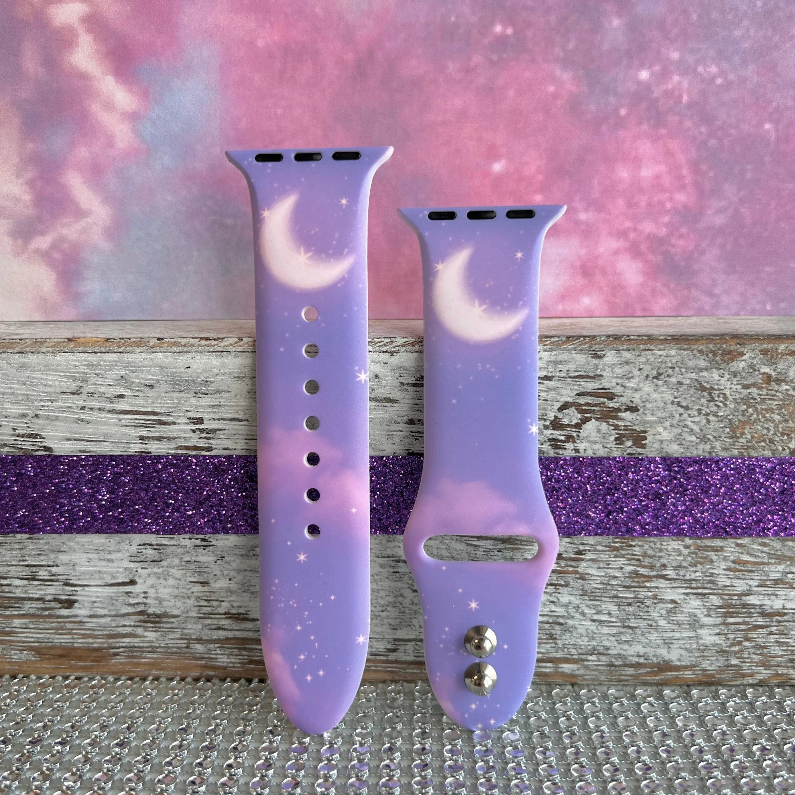 Lavender Sky Print Silicone Band For Apple Watch