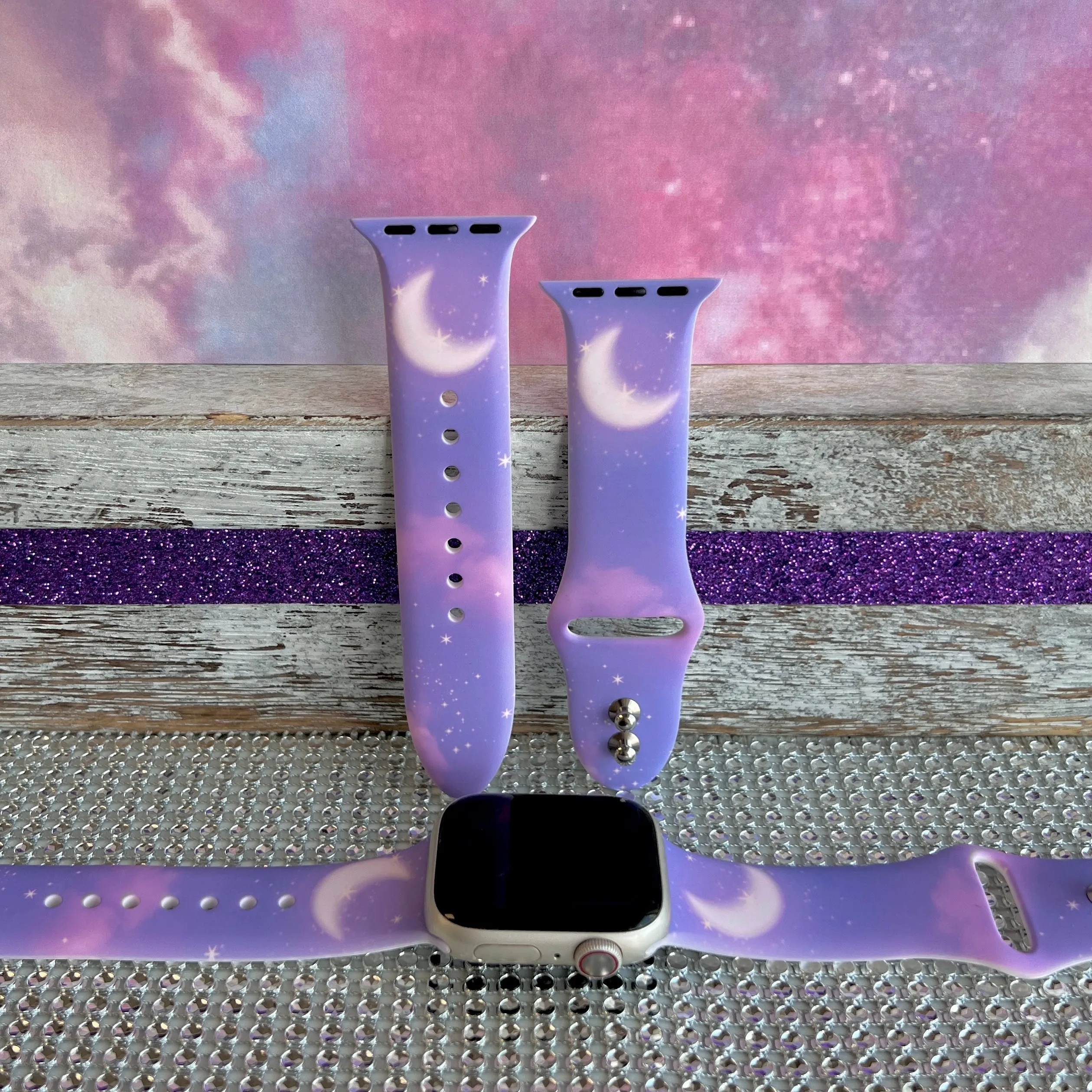 Lavender Sky Print Silicone Band For Apple Watch