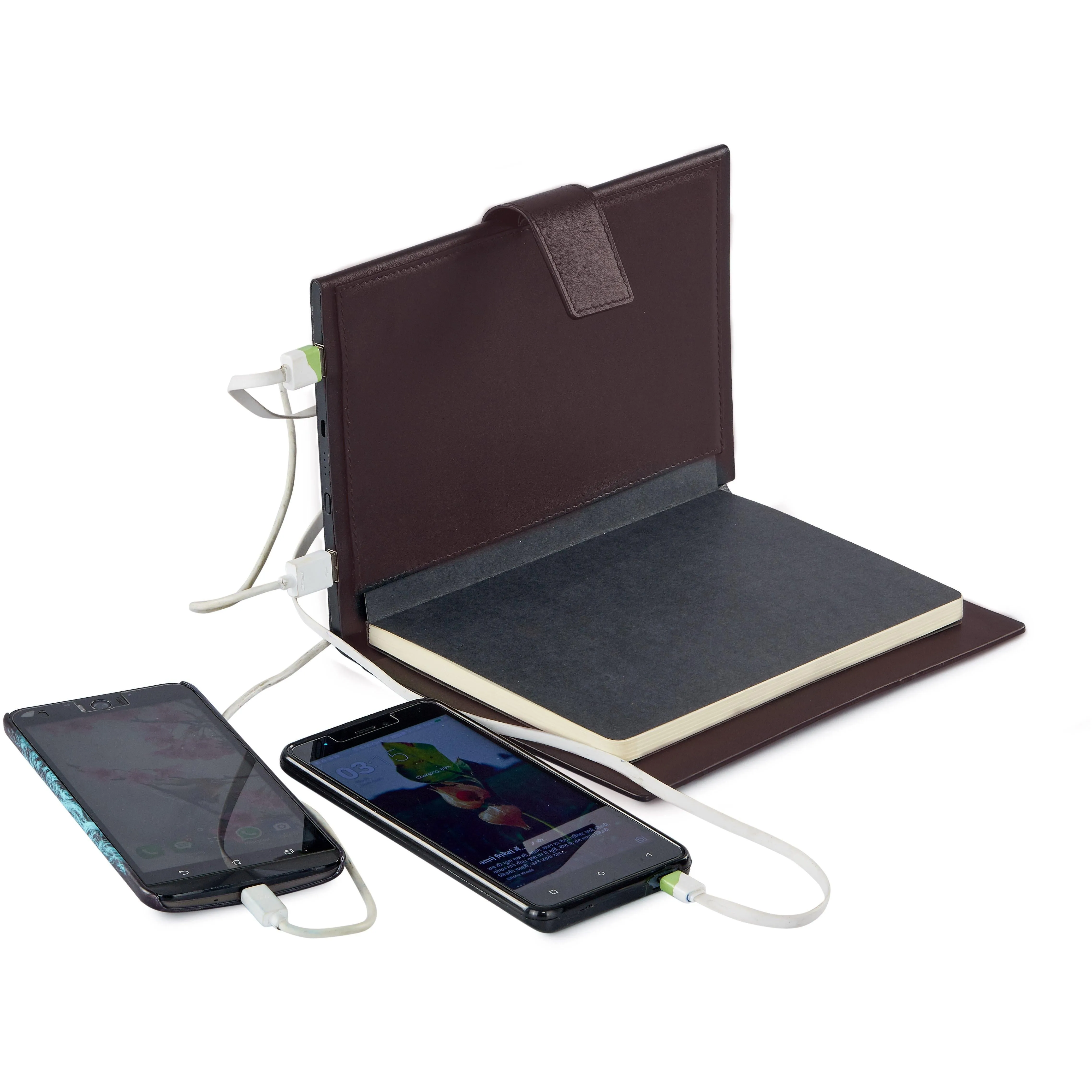 LT Smart Leather Notebook with Power Bank (5000 mAh) | Diary with Power Bank | Color: Brown