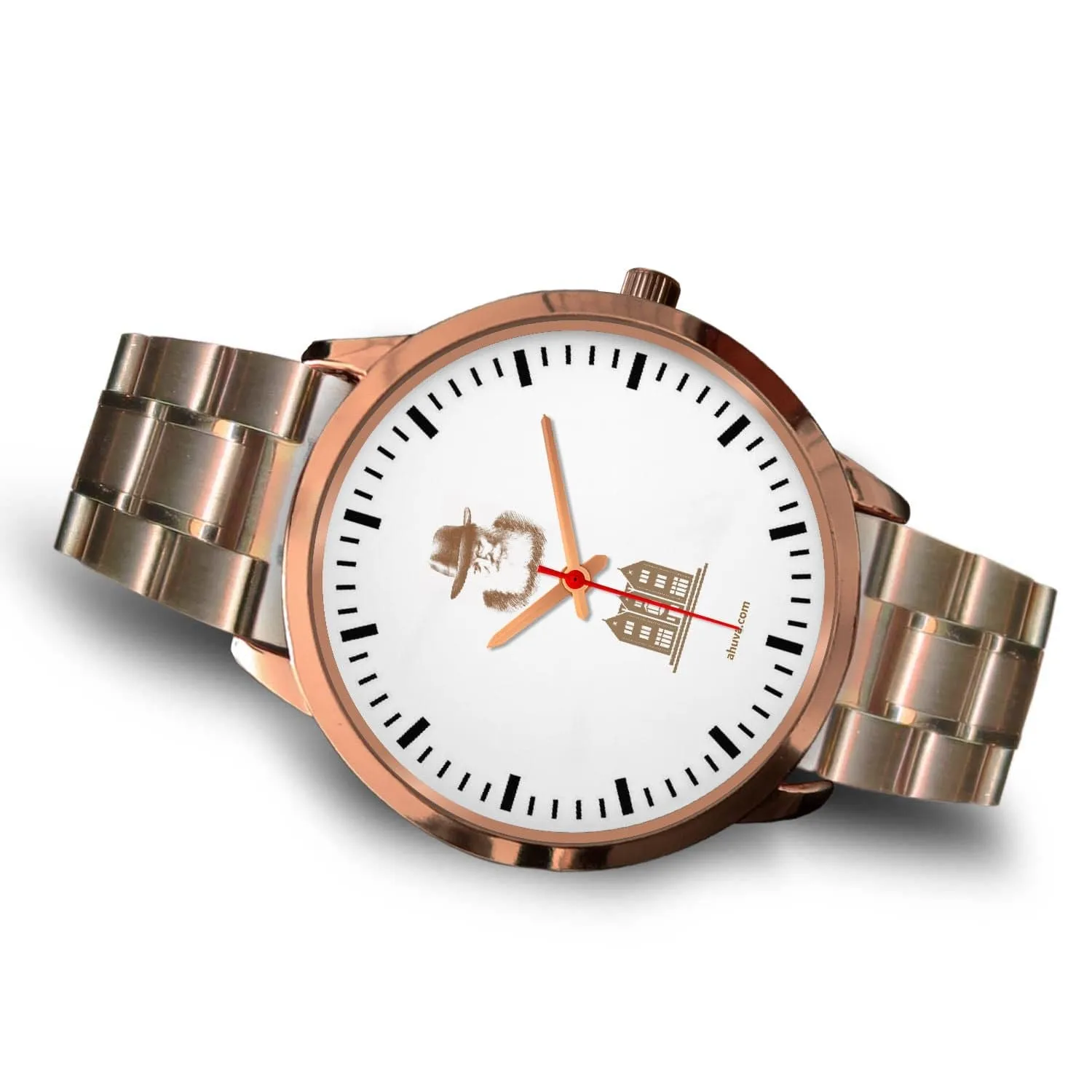 Lubavitcher Rebbe 770 Hebrew Wristwatch Rose Gold