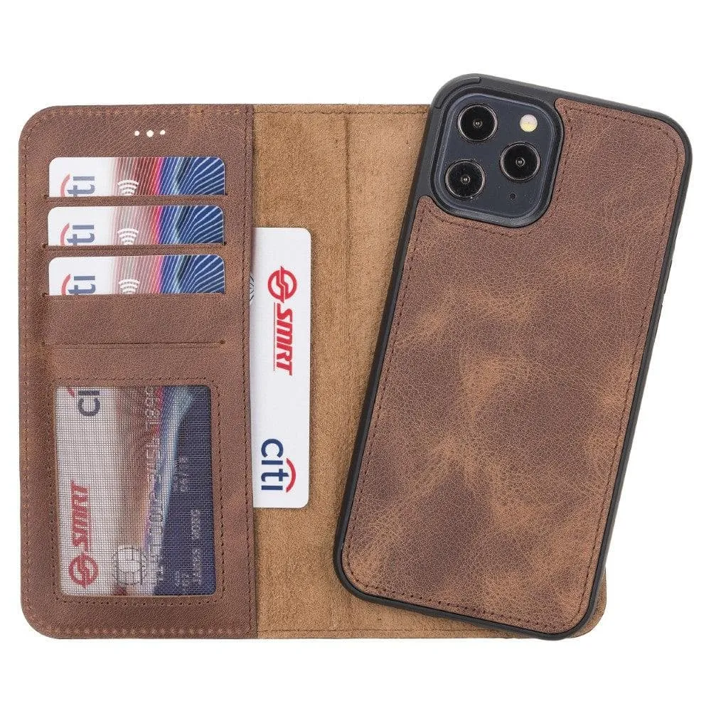 Magic iPhone 12 Series Detachable Genuine Leather Wallet Case - MW Phone Case