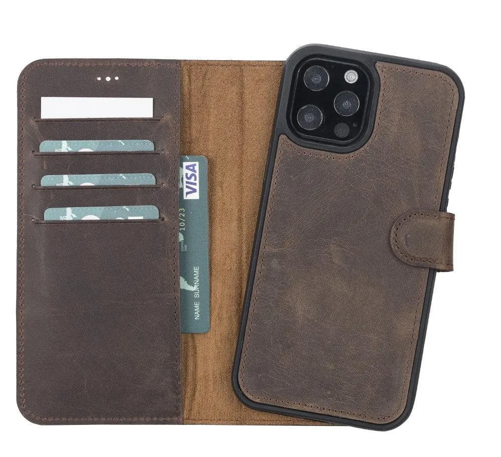 Magic iPhone 12 Series Detachable Genuine Leather Wallet Case - MW Phone Case