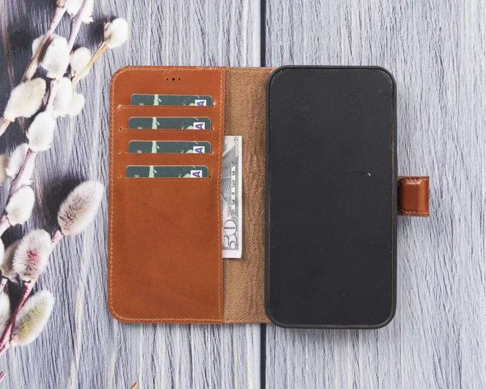 Magic iPhone 12 Series Detachable Genuine Leather Wallet Case - MW Phone Case