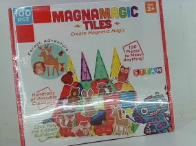 MAGNAMAGIC 100 Piece Magnetic Tiles Building Set for Kids