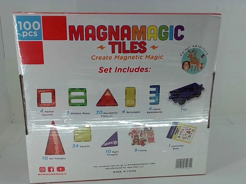 MAGNAMAGIC 100 Piece Magnetic Tiles Building Set for Kids