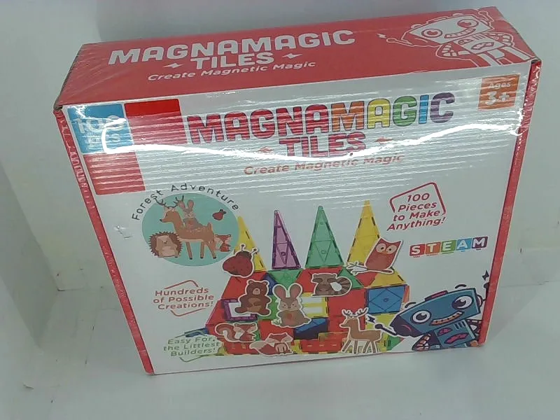 MAGNAMAGIC 100 Piece Magnetic Tiles Building Set for Kids