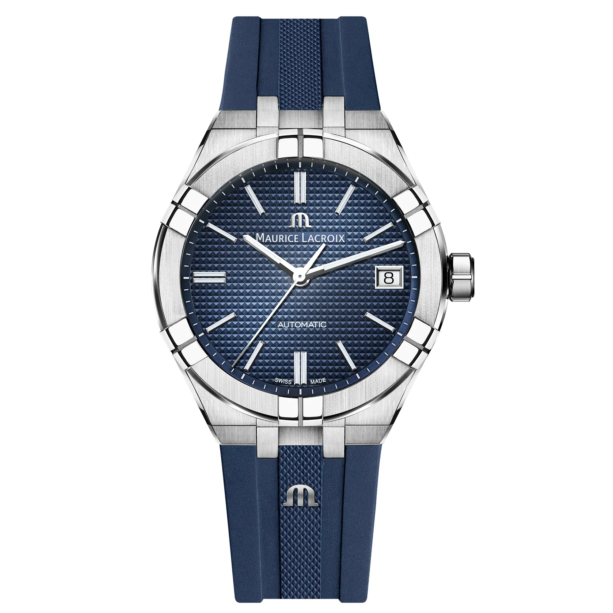 Maurice Lacroix Men's Blue Aikon Automatic Rubber Watch AI6007-SS000-430-4