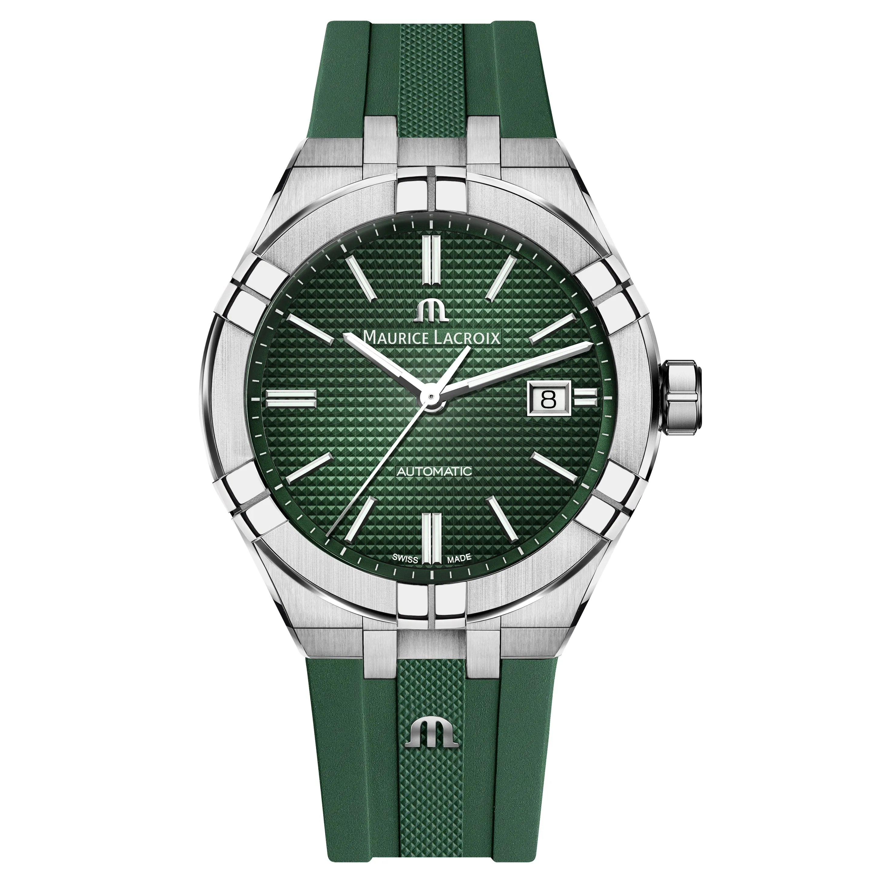 Maurice Lacroix Men's Green Aikon Automatic Rubber Watch AI6008-SS000-630-5