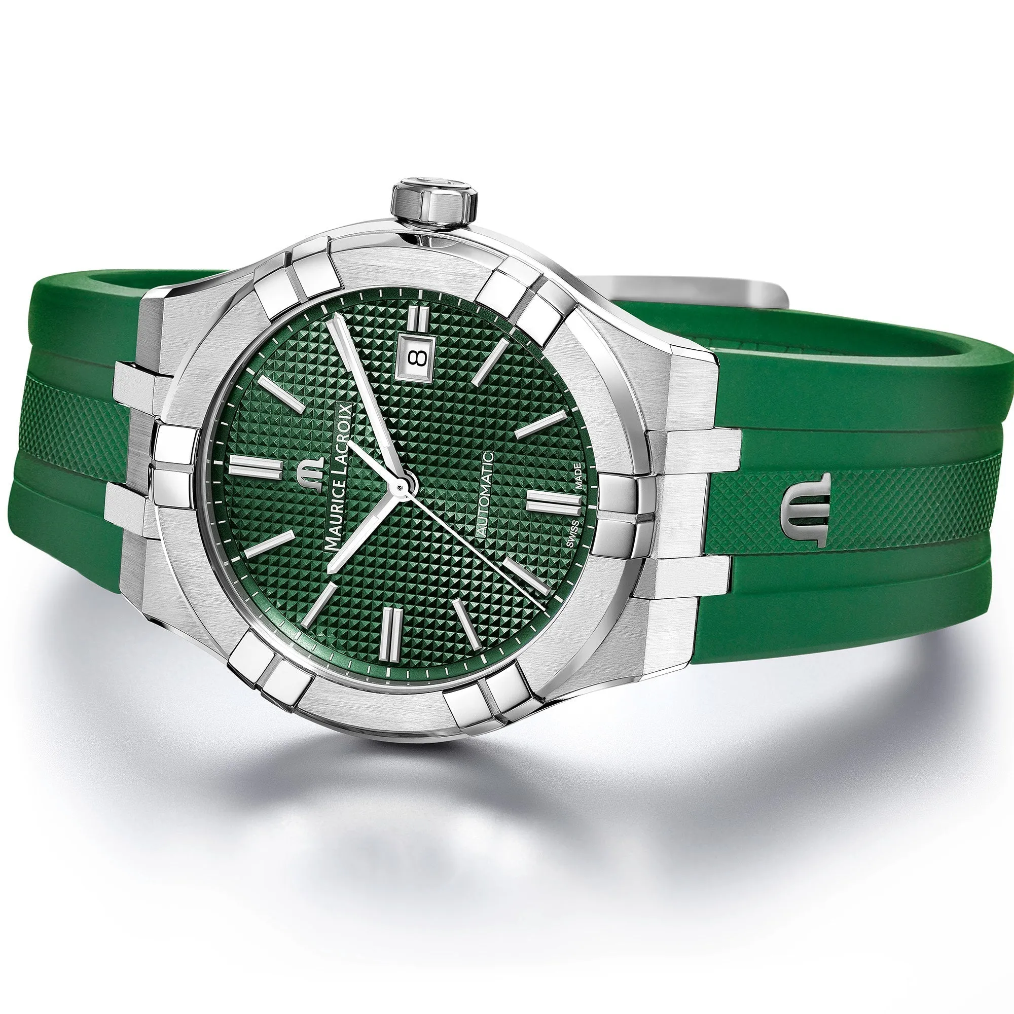 Maurice Lacroix Men's Green Aikon Automatic Rubber Watch AI6008-SS000-630-5