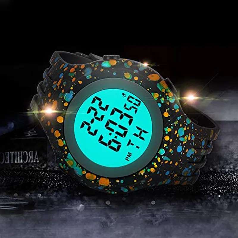 Men Digital Watch Boys Sport Resistant Outdoor Waterproof Electronic Watch with Alarm, Stopwatch, Luminous Night Light Women Girl Military Watch