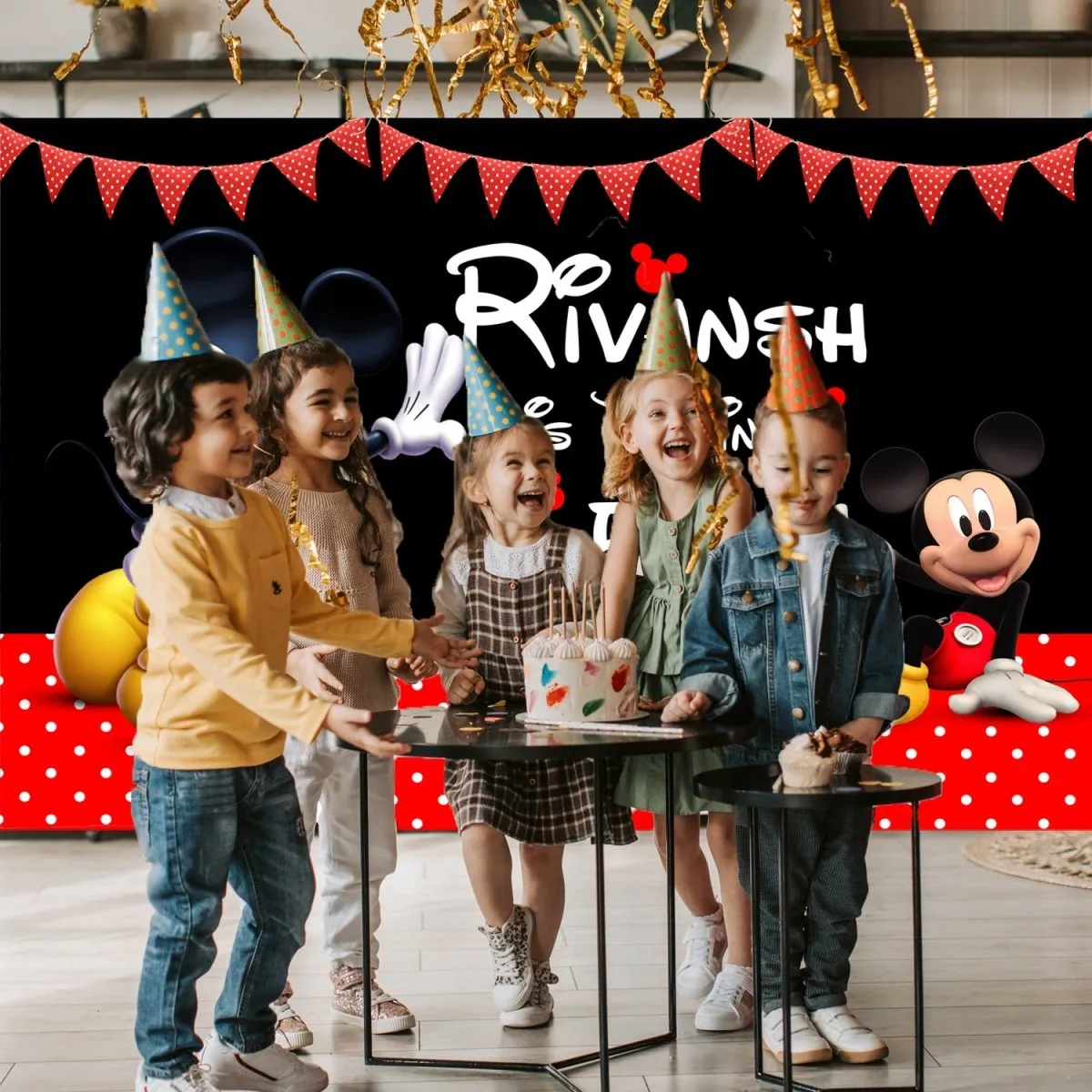 Mickey Mouse Personalized Backdrop for Kids Birthday - Flex banner