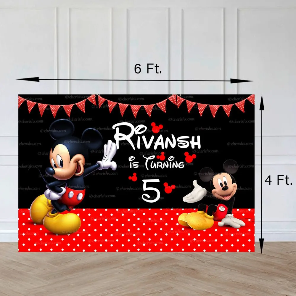 Mickey Mouse Personalized Backdrop for Kids Birthday - Flex banner