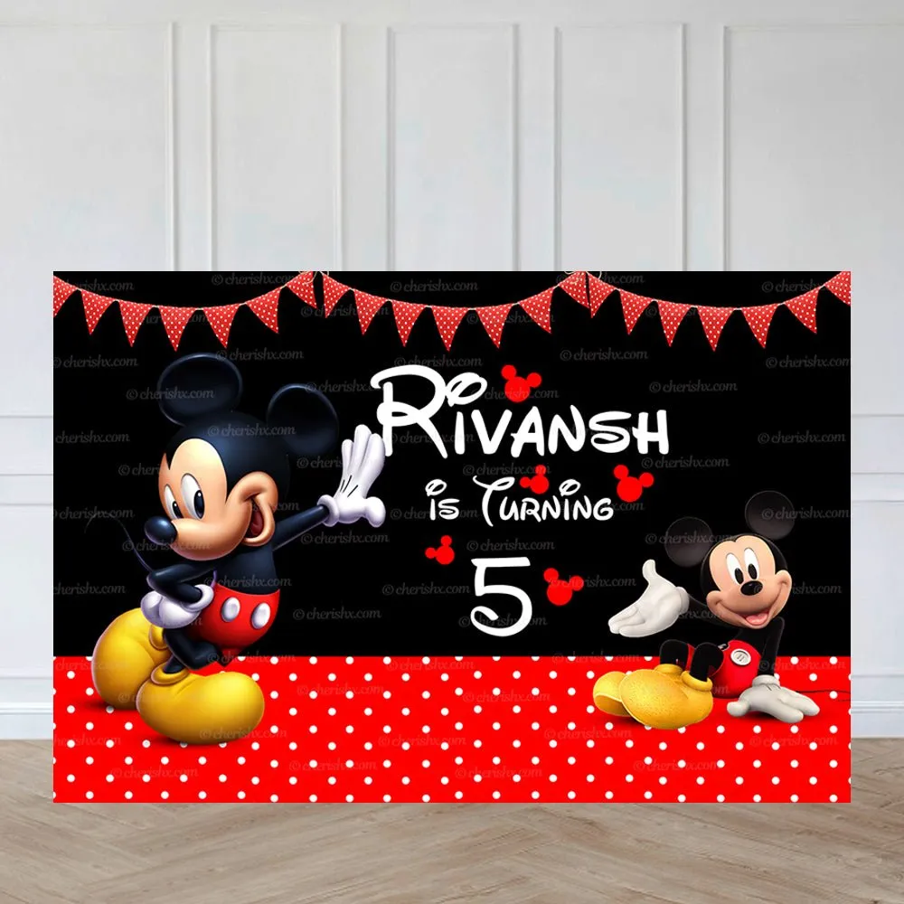 Mickey Mouse Personalized Backdrop for Kids Birthday - Flex banner