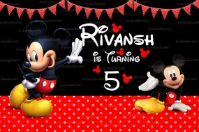 Mickey Mouse Personalized Backdrop for Kids Birthday - Flex banner