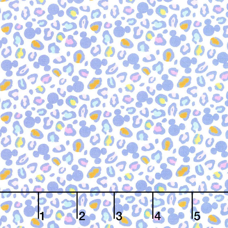 Mickey Mouse Play All Day - Mickey Ears Animal Print Periwinkle Yardage