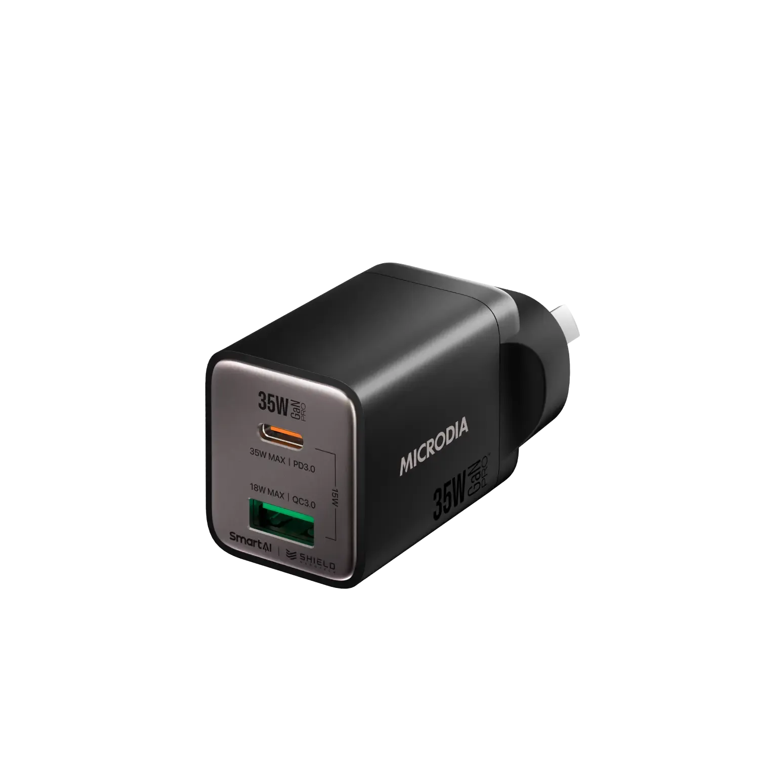 MICRODIA SMARTCube™ Nano 35W GaN Pro Wall Charger,Dual-Port, USB-C PD3.0   USB-A QC3.0