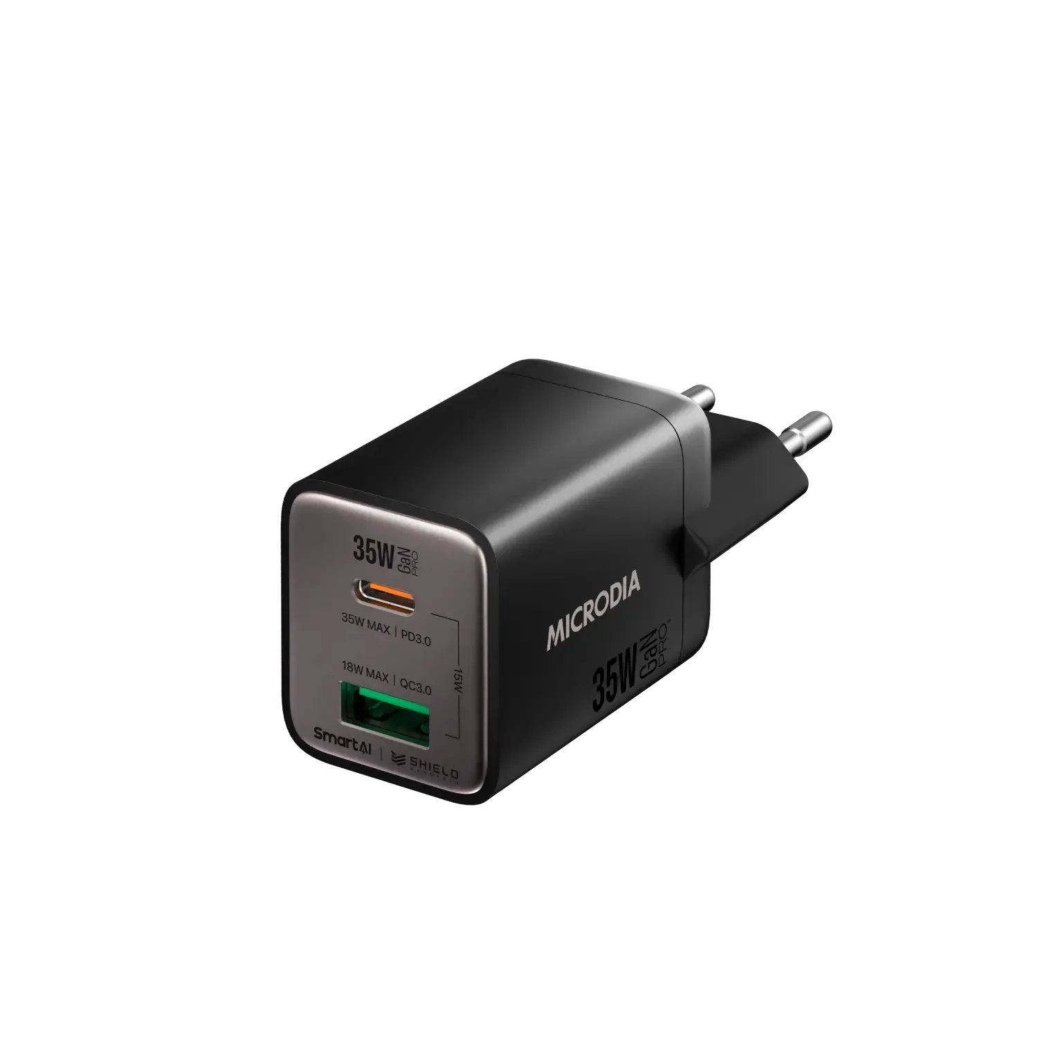 MICRODIA SMARTCube™ Nano 35W GaN Pro Wall Charger,Dual-Port, USB-C PD3.0   USB-A QC3.0