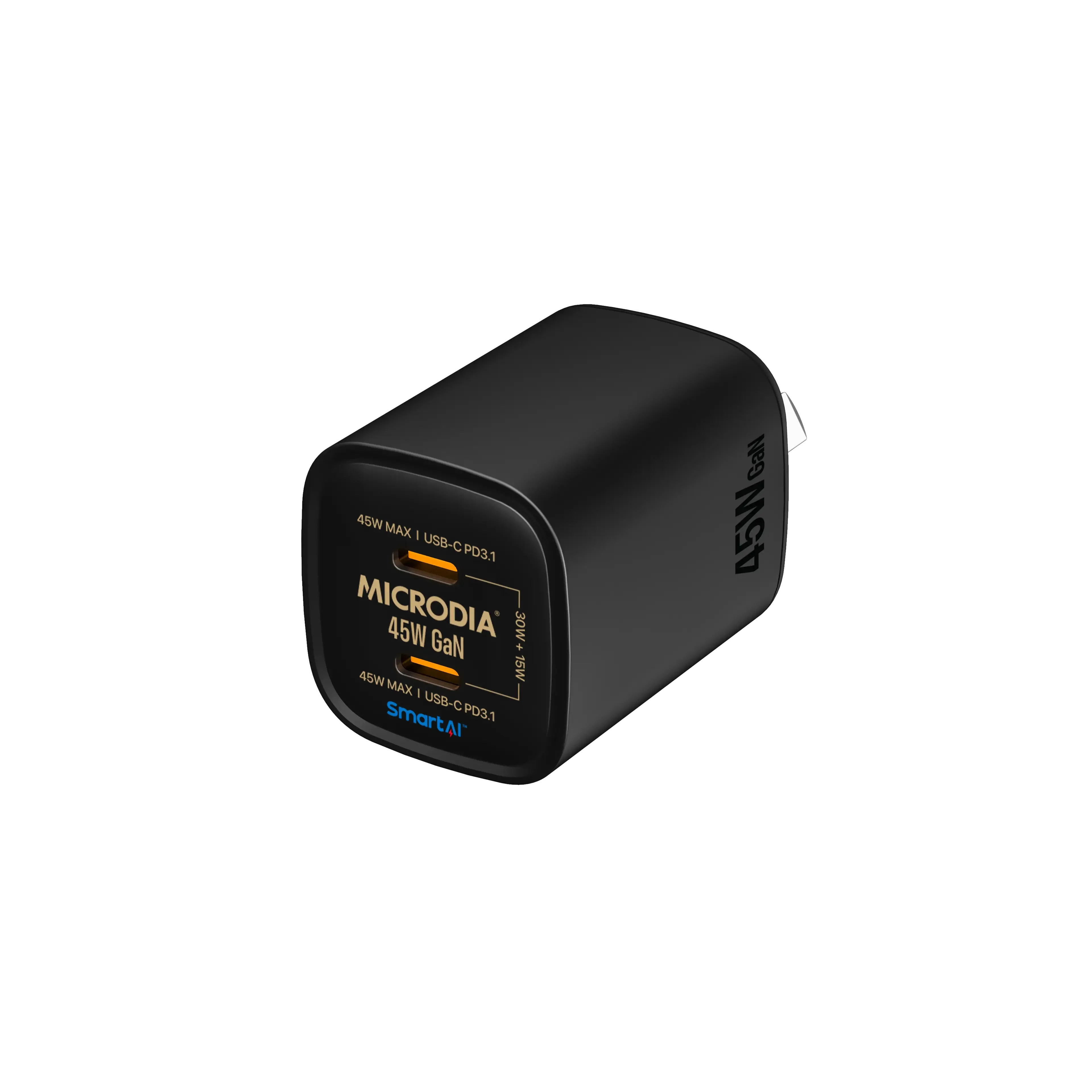 MICRODIA SMARTCube™ Nano 45W, GaN Wall Charger, Dual Port USB-C PD3.1