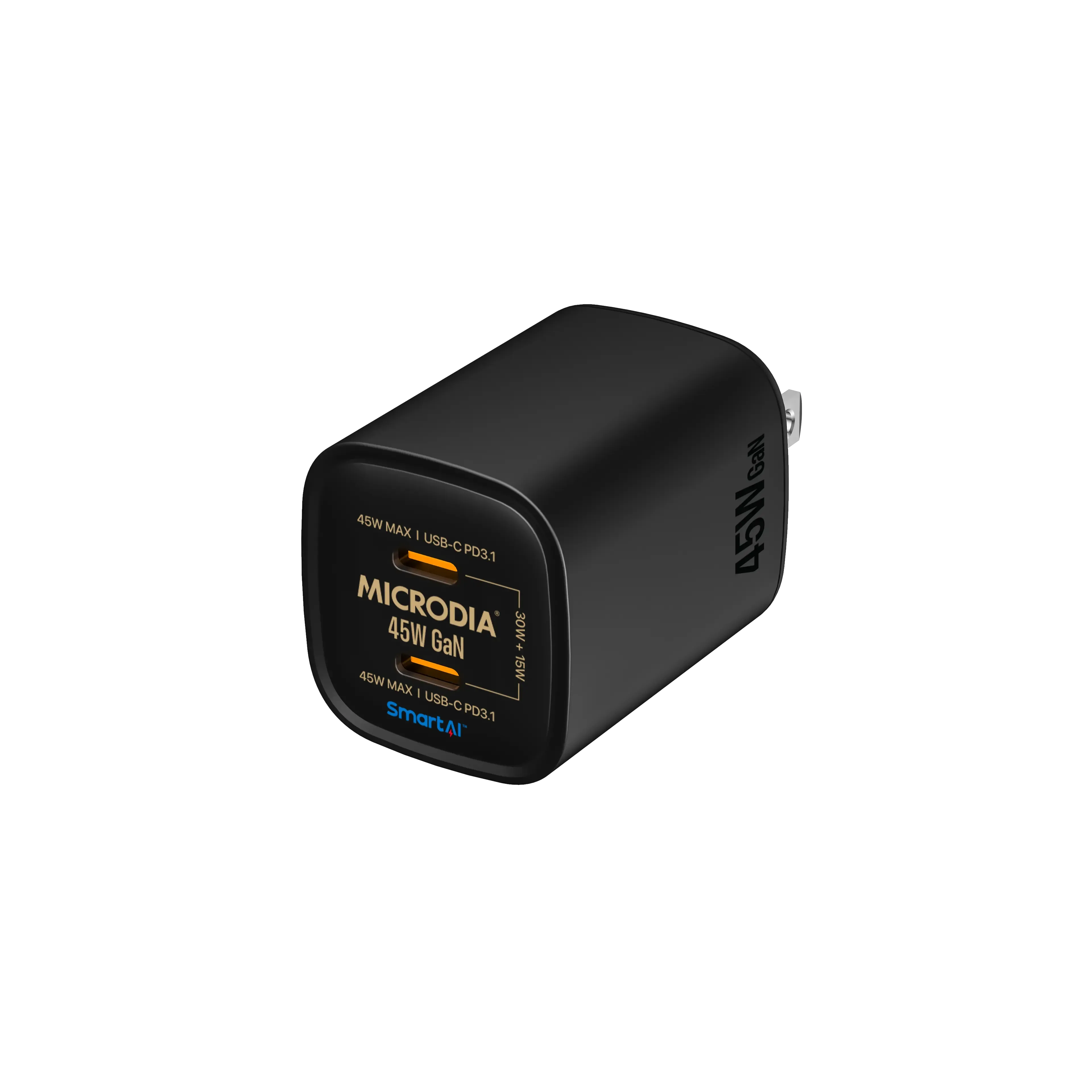 MICRODIA SMARTCube™ Nano 45W, GaN Wall Charger, Dual Port USB-C PD3.1