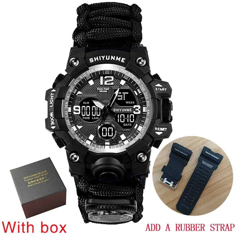 Military Waterproof Digital Watch With Compass For Men / Accessories For Outdoor Survival