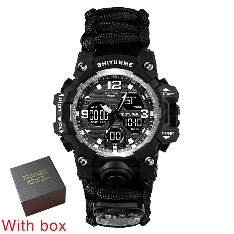 Military Waterproof Digital Watch With Compass For Men / Accessories For Outdoor Survival