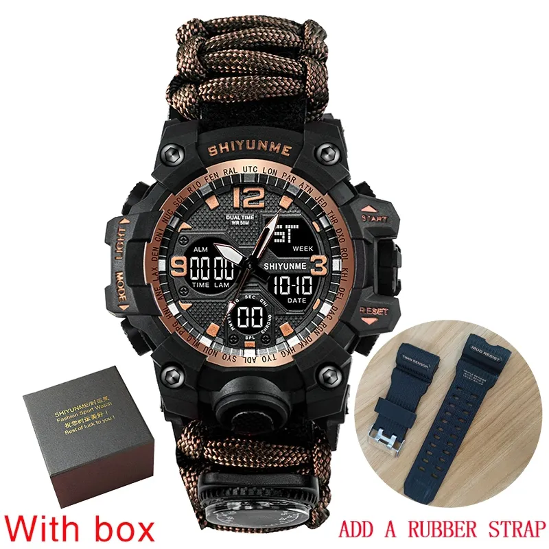 Military Waterproof Digital Watch With Compass For Men / Accessories For Outdoor Survival