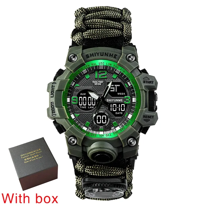 Military Waterproof Digital Watch With Compass For Men / Accessories For Outdoor Survival