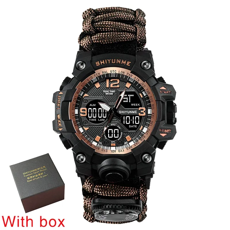 Military Waterproof Digital Watch With Compass For Men / Accessories For Outdoor Survival