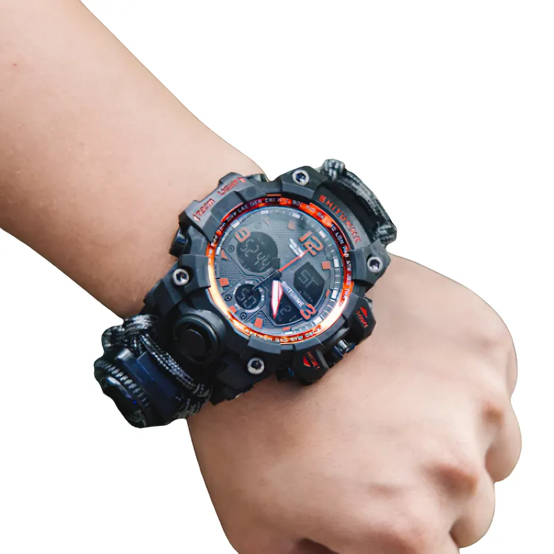 Military Waterproof Digital Watch With Compass For Men / Accessories For Outdoor Survival