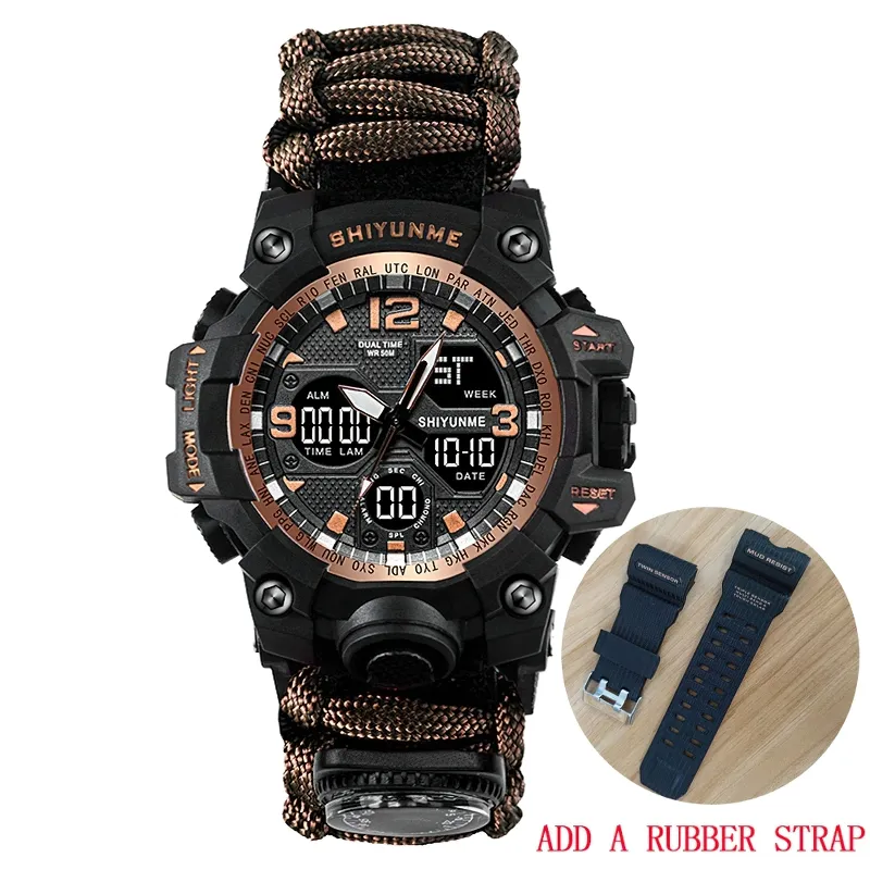 Military Waterproof Digital Watch With Compass For Men / Accessories For Outdoor Survival