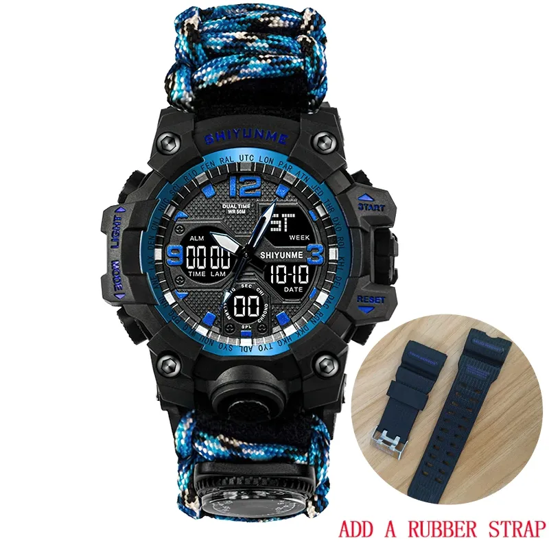 Military Waterproof Digital Watch With Compass For Men / Accessories For Outdoor Survival