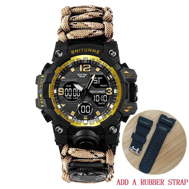 Military Waterproof Digital Watch With Compass For Men / Accessories For Outdoor Survival