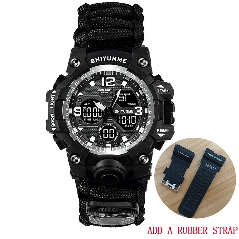 Military Waterproof Digital Watch With Compass For Men / Accessories For Outdoor Survival