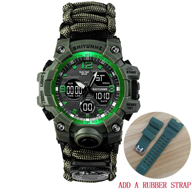 Military Waterproof Digital Watch With Compass For Men / Accessories For Outdoor Survival