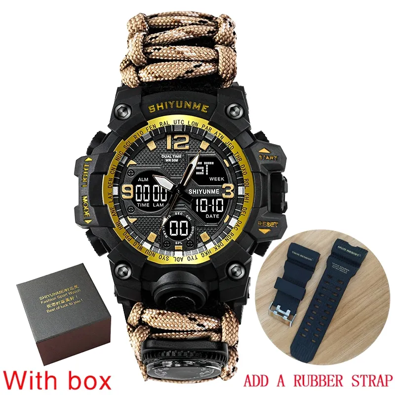 Military Waterproof Digital Watch With Compass For Men / Accessories For Outdoor Survival