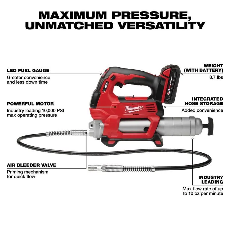 Milwaukee M18 Cordless Grease Gun Kit Kit (Battery & Charger) 14 oz