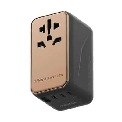 Momax 1-World 4-Port GaN Travel Charger 170W   USB-C Cable