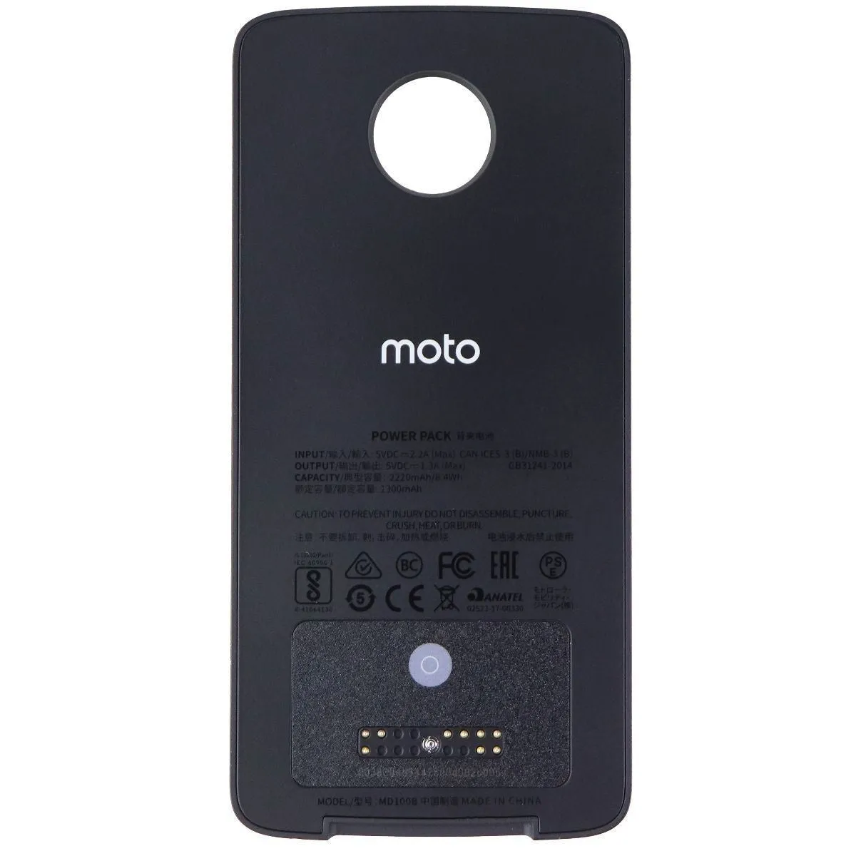 Motorola Moto Mods 2,220mAh Power Pack for Moto Z Phones - Black (MD100B)